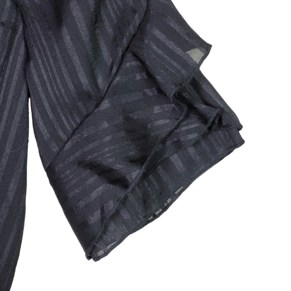 Dex Black Embroidered Striped Chiffon Frill Sleeve Dress Size S Small - Picture 9 of 13